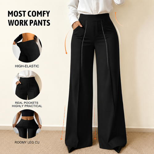High Waist Straight Leg Casual Dress Pants