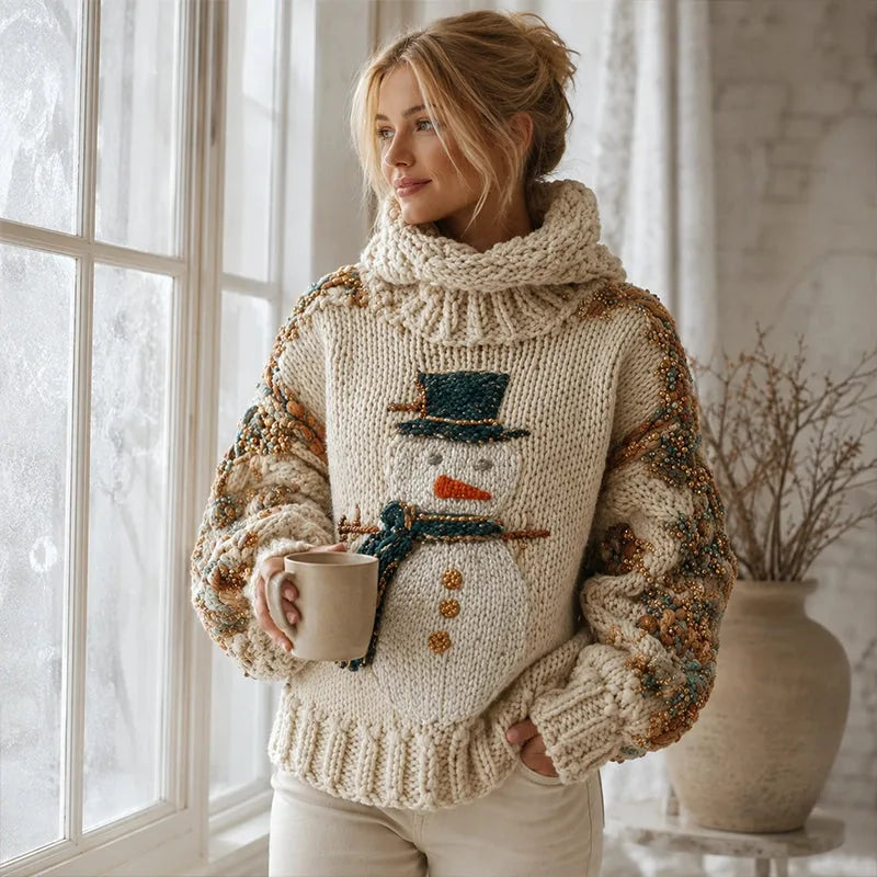 Women’s 3D-Print Knit Pullover Sweatshirt
