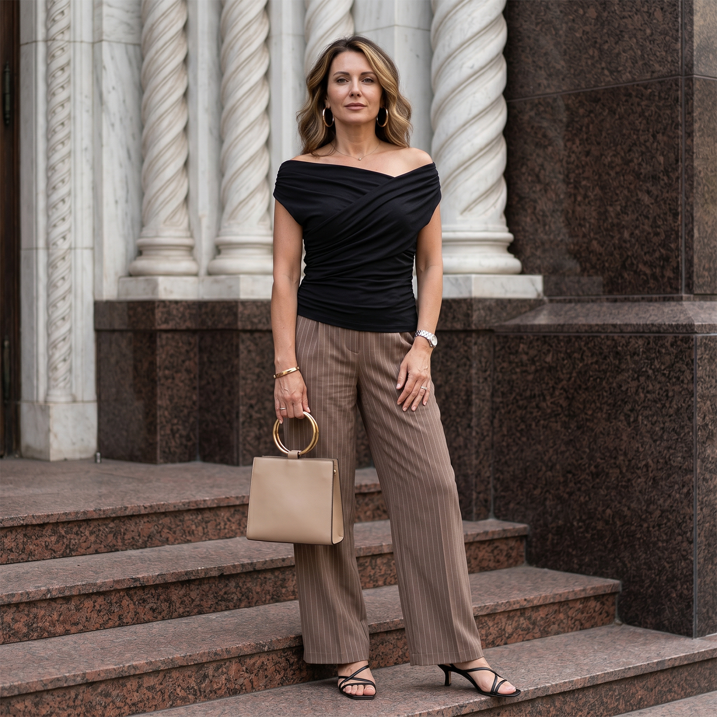 Asymmetric Neckline Ruched Blouse