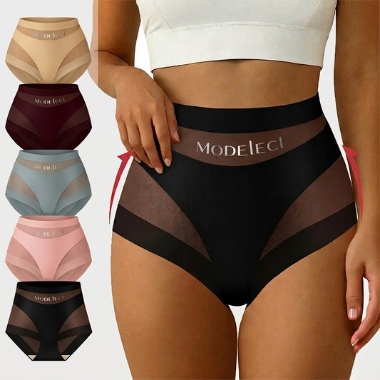 Chic Mesh Patchwork High-Waist Panties 5 Pack Set