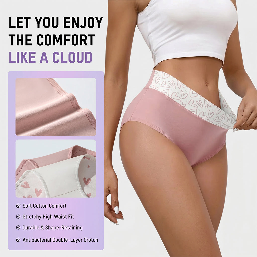Soft Cotton Heart High Waist Panties 3-Pack