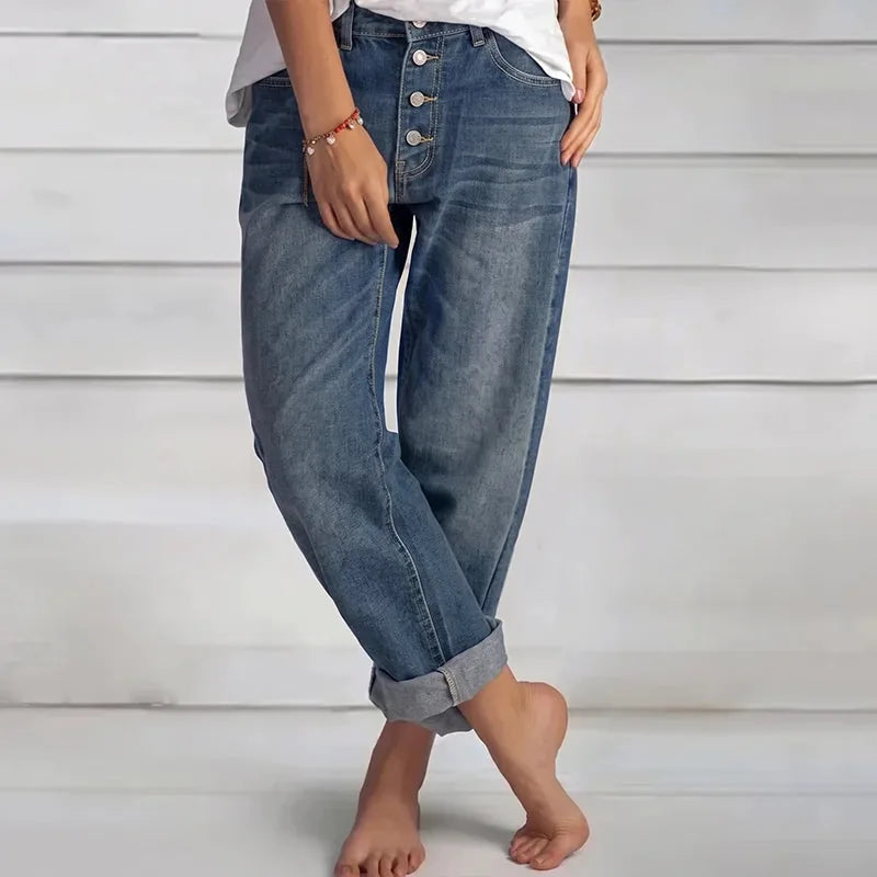Women’s High-Waist Button-Fly Wide-Leg Jeans