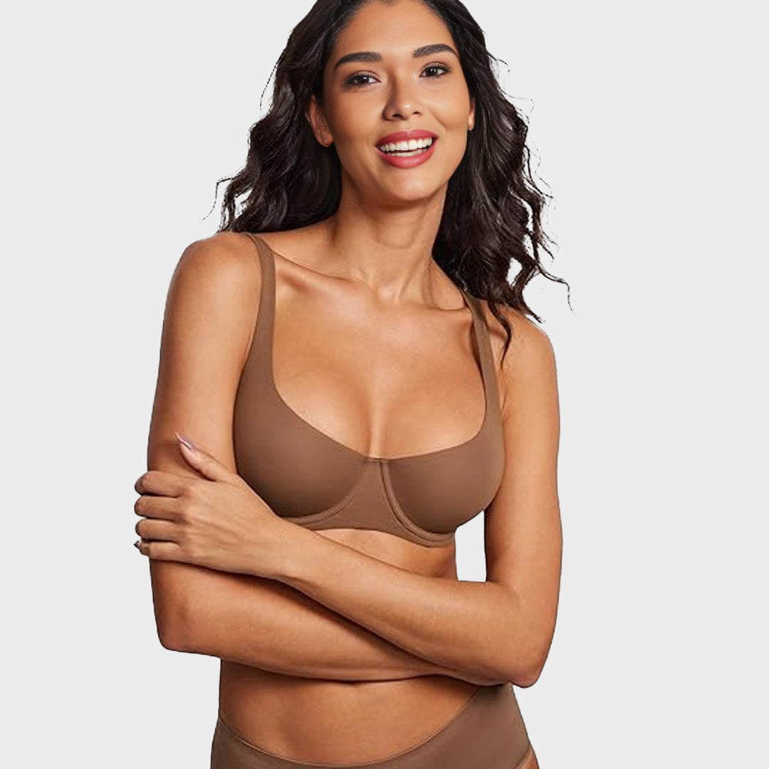 Underwire Support Seamless Unlined Balconette Bra