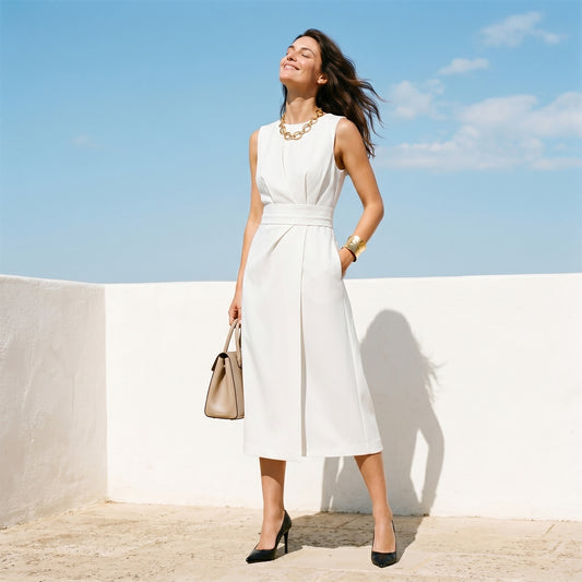 Round Neck Sleeveless Midi Dress
