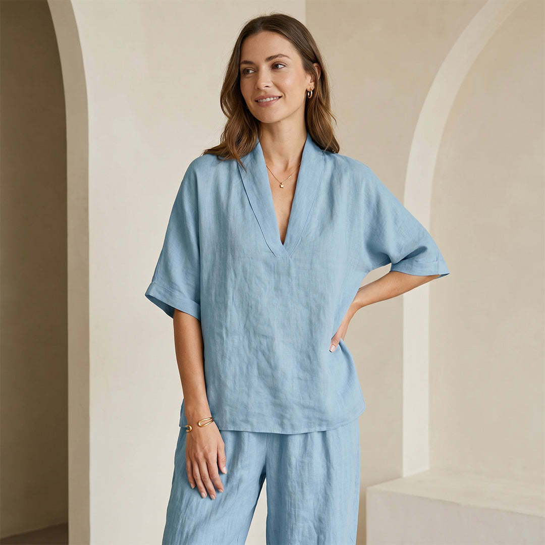 Casual Cozy Minimalist Linen Two-piece Set