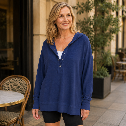 Women’s Flocked Long-Sleeve Hooded Sweatshirt