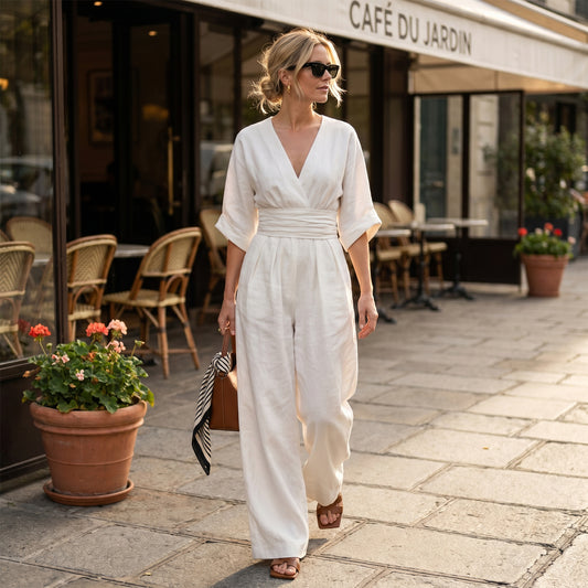 V Neck High Waist One Piece Outfit for Casual Summer Wear