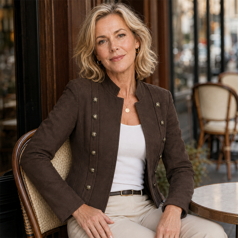 Women’s Double-Breasted Military-Inspired Casual Jacket