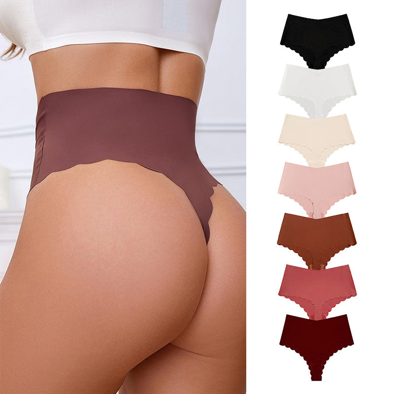 High-Waisted Seamless Ice Silk Thong 3 Pack