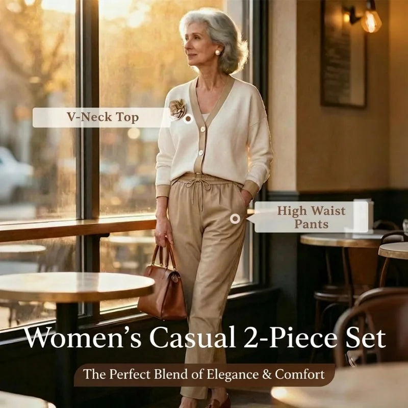 Women’s Satin-Trim Knit Two-Piece Matching Set