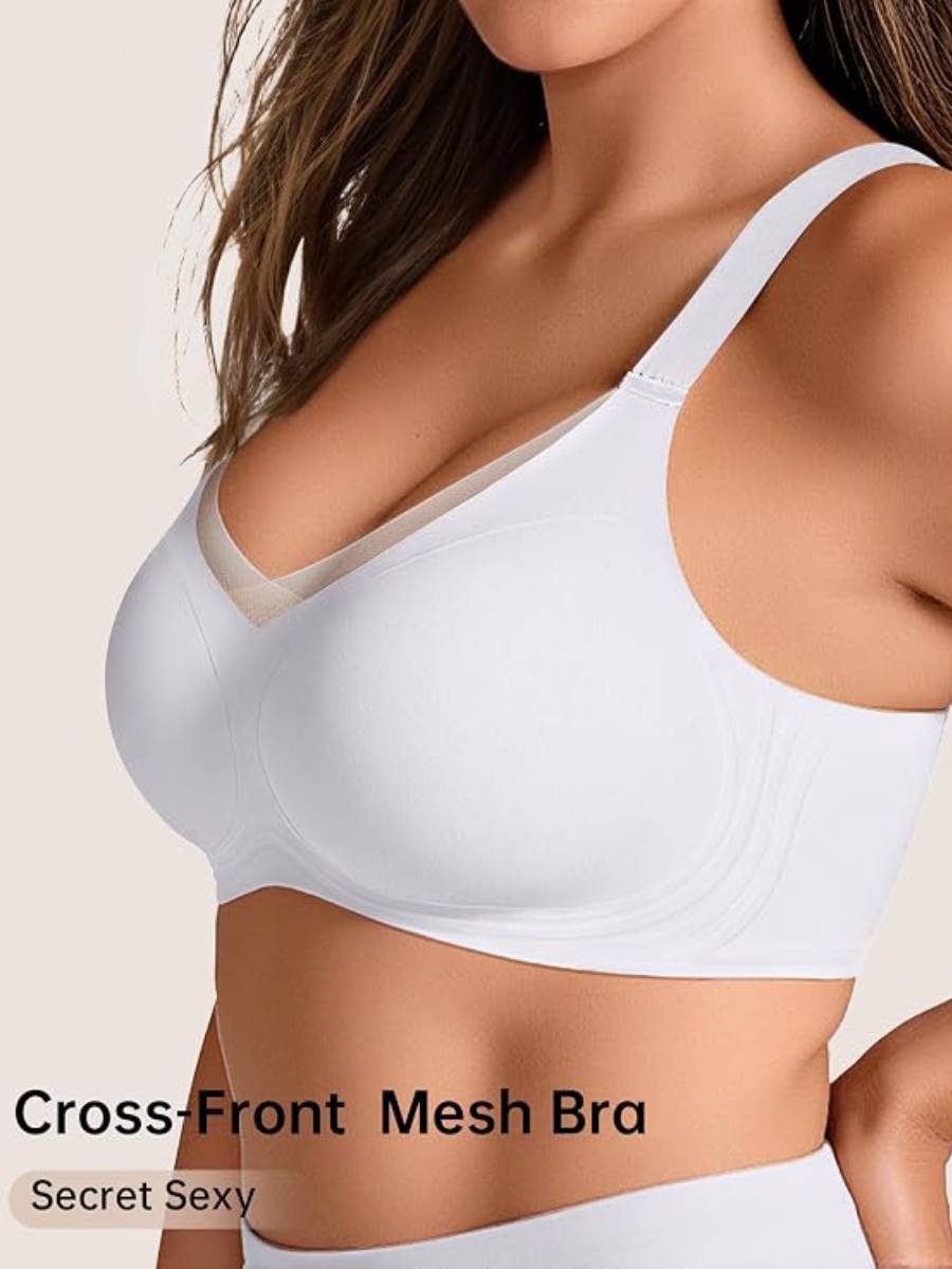 Women's Seamless Lace-Edge Wireless Bra for Everyday Comfort