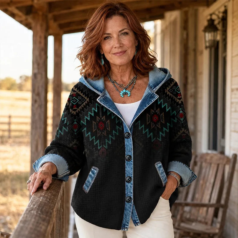 Women’s Printed Patchwork Casual Jacket