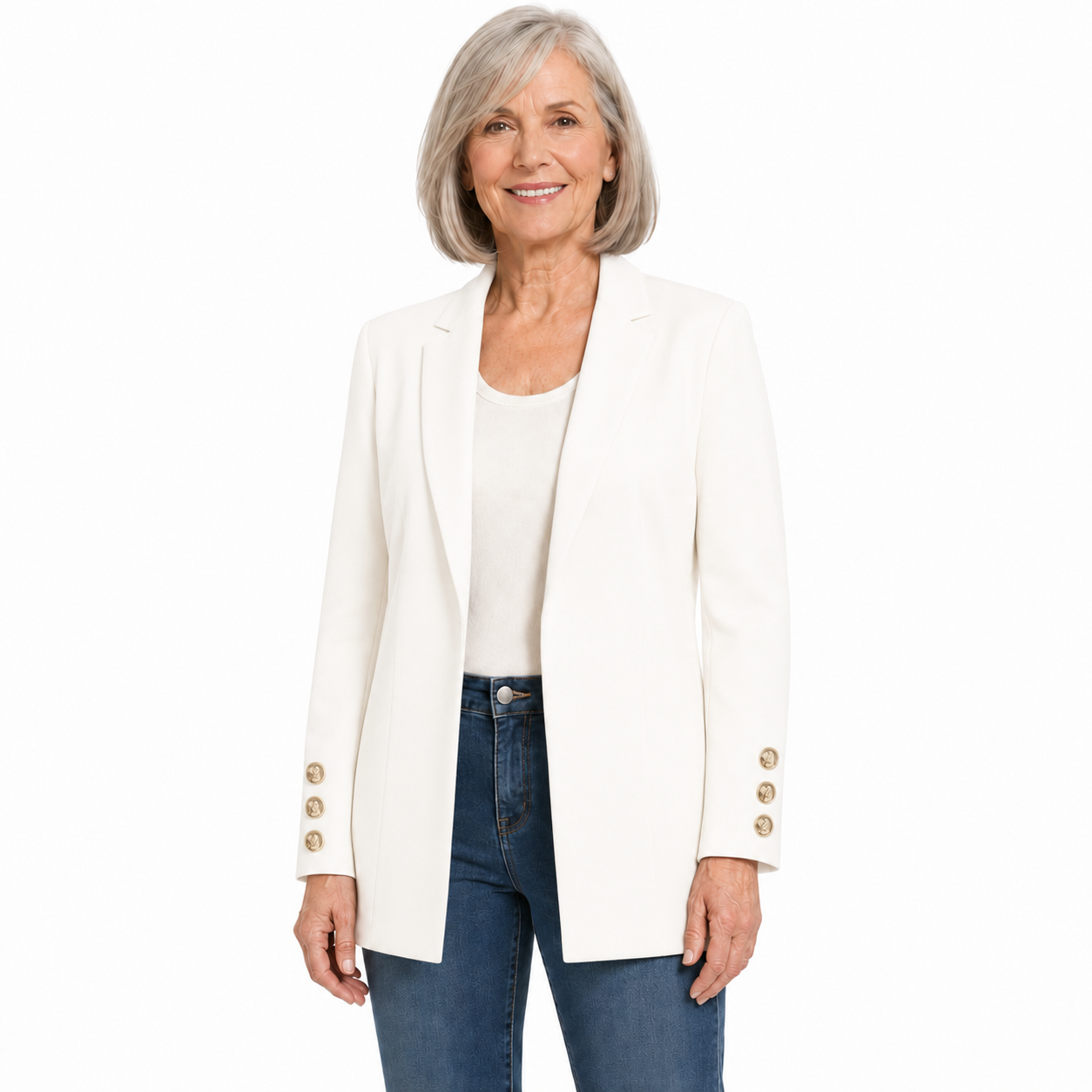 Women's Single-Button Ruched Sleeve Blazer