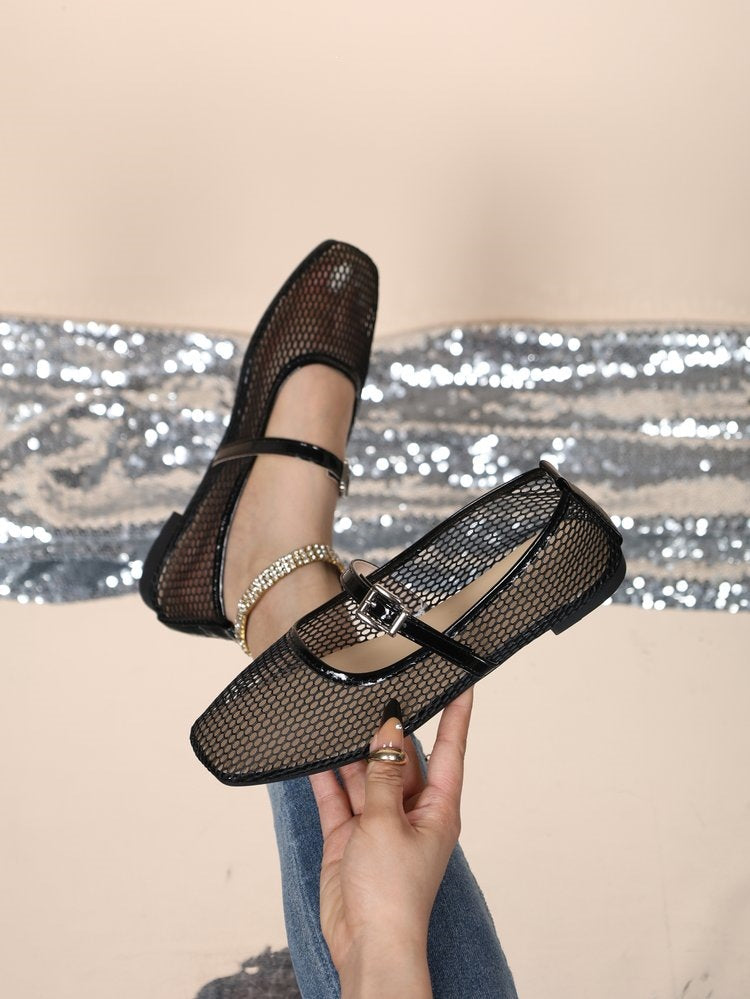 Mesh Mary Jane Flat Shoes