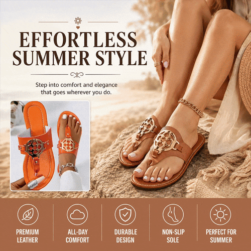 Metal Buckle Open Toe Slip-On Flat Sandals for Beach
