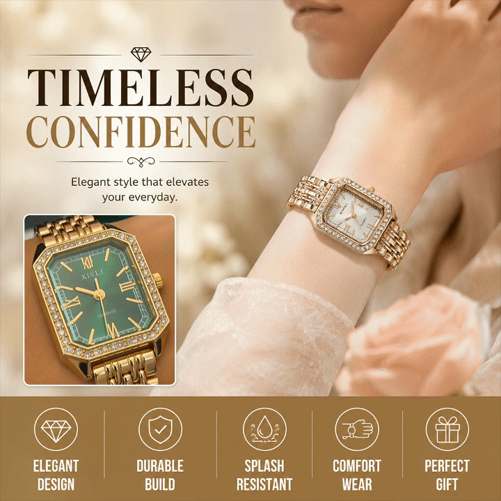 Classic Full Diamond Square Link Bracelet Watch