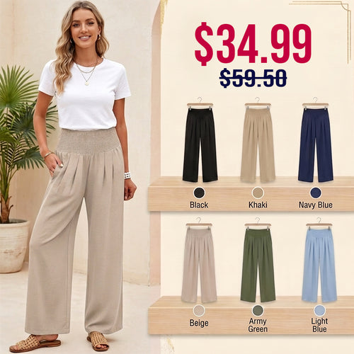 Women's Linen Wide Leg Palazzo Pants