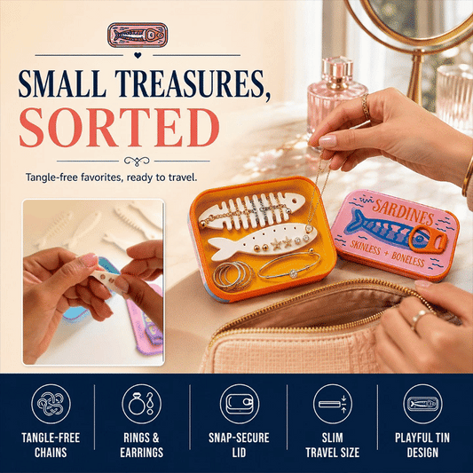 Sardine Tin Travel Jewelry Case