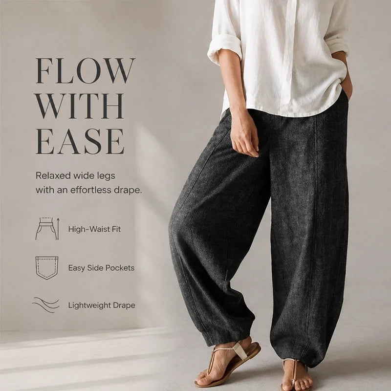 Women’s Gray High-Waist Wide-Leg Pants