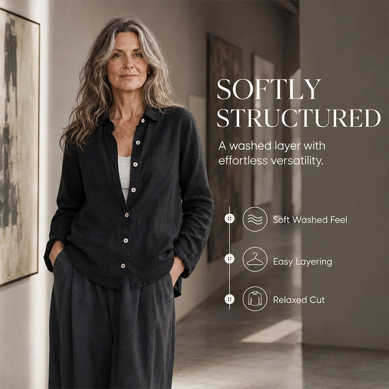 Women’s Gray Collared Long-Sleeve Shirt Jacket