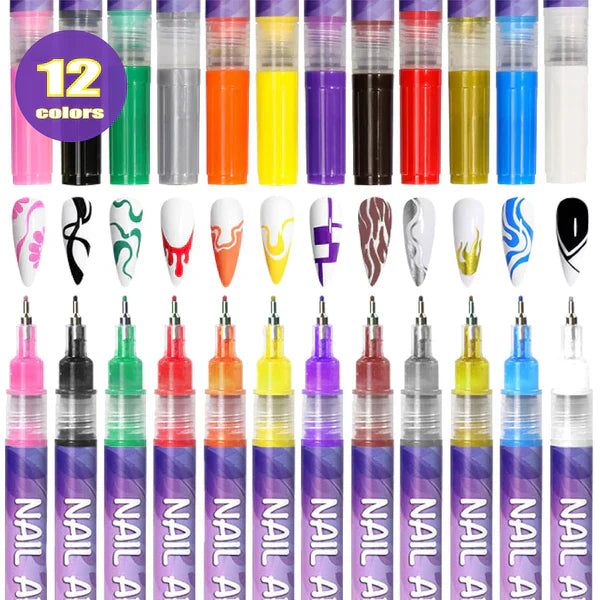 Precision Acrylic Nail Art Pen Set(12pcs)