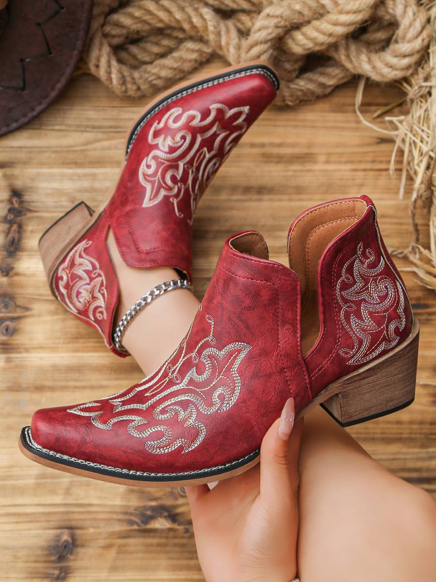 Women's Embroidered Western Ankle Boots
