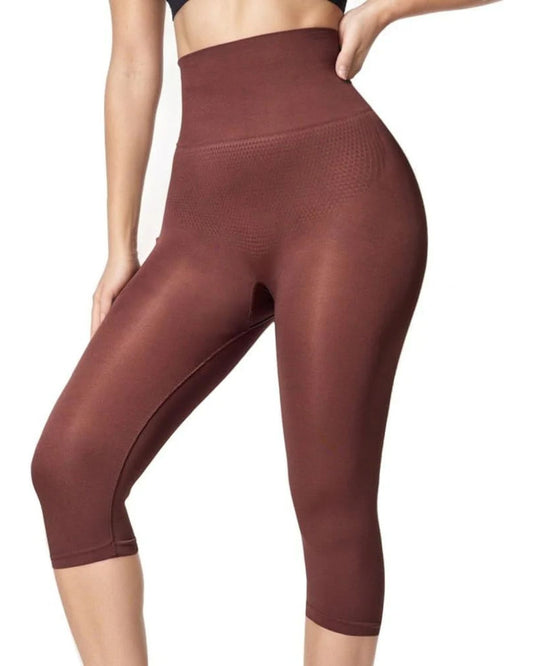 High-waisted three-quarter length shaping pants