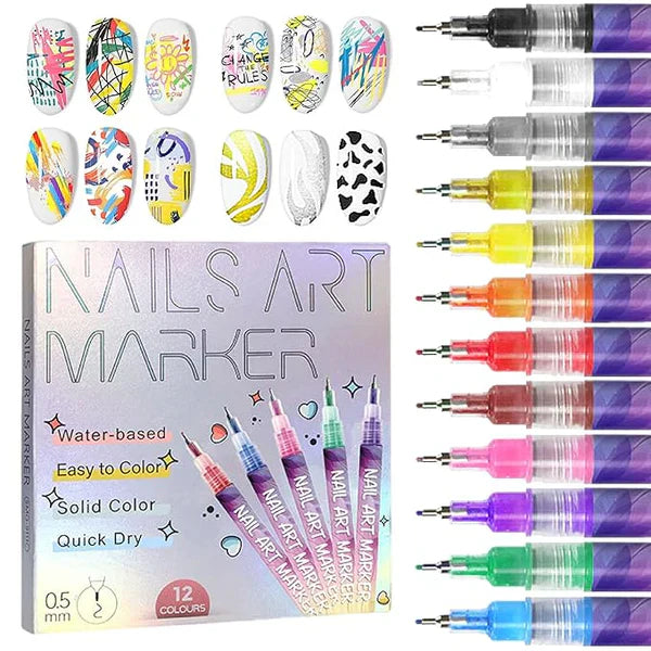 Precision Acrylic Nail Art Pen Set(12pcs)