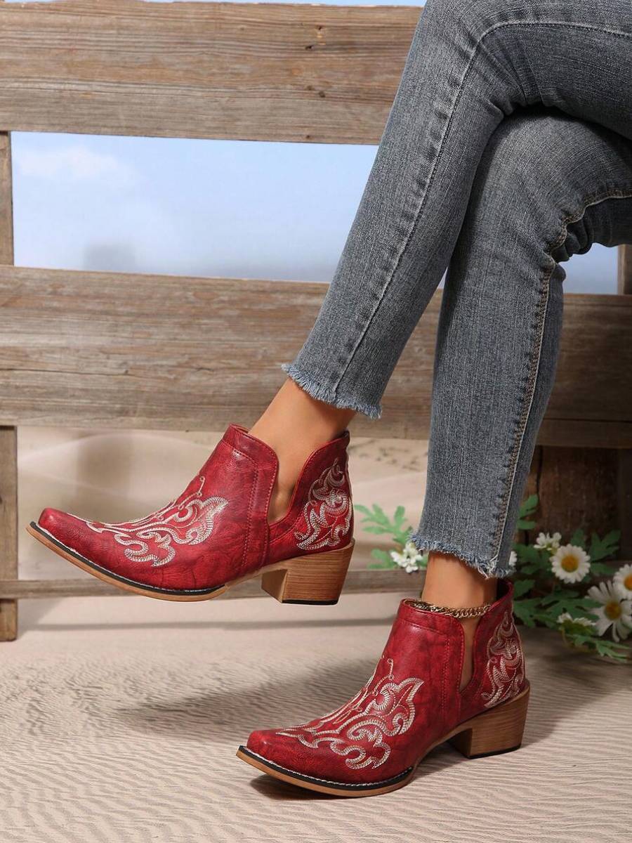 Women's Embroidered Western Ankle Boots