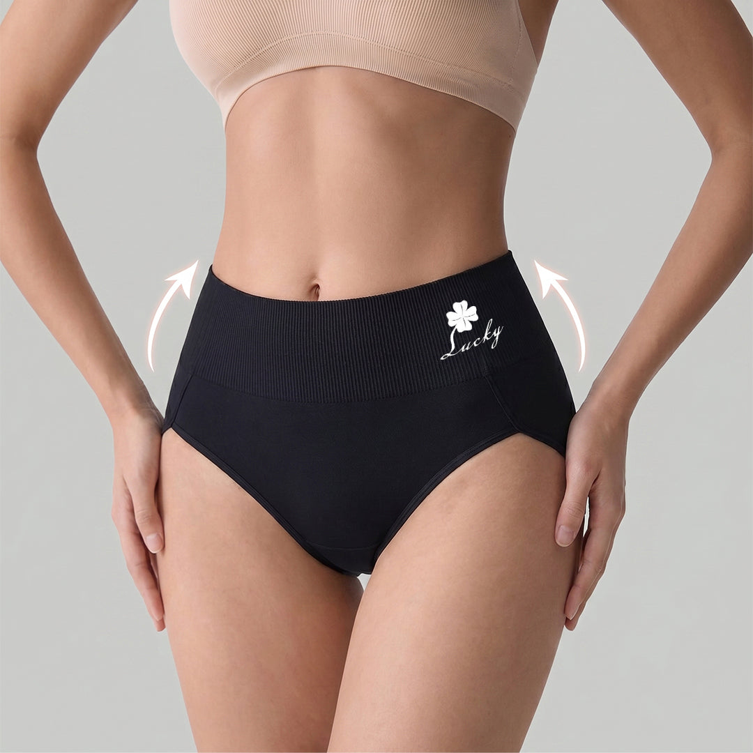 High-Waisted Clover Printed Milk Silk Briefs 4 Pack