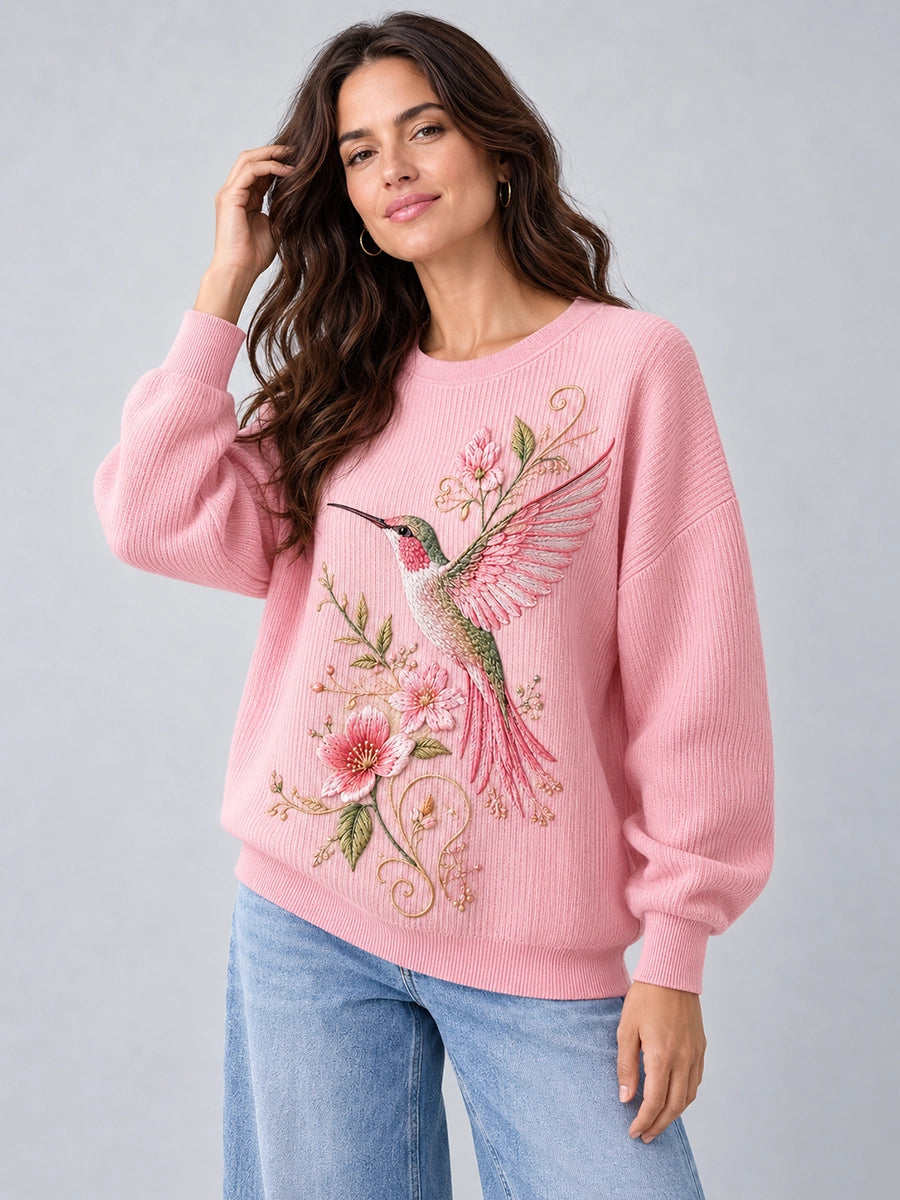 Women's Purple Art-Print Crewneck Sweatshirt