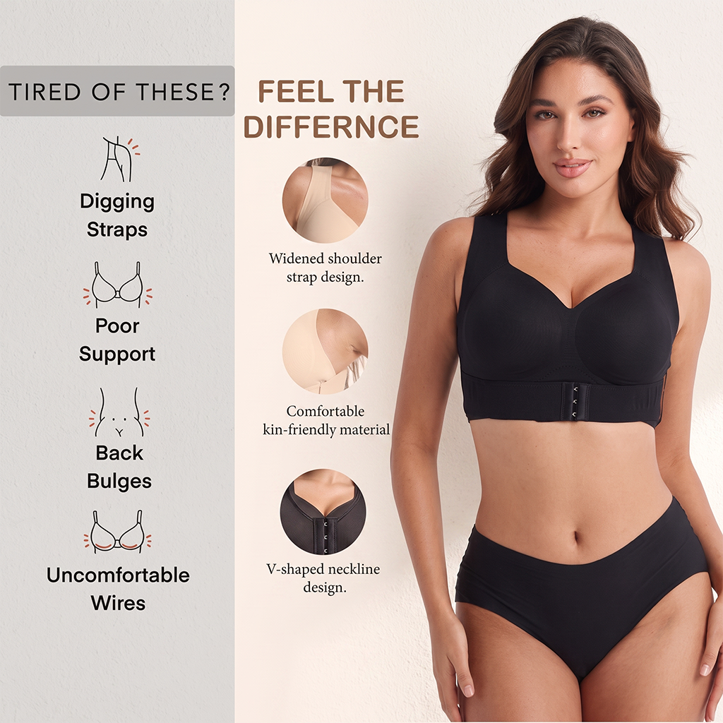 Front-Closure Cross-Back Wireless Support Bra