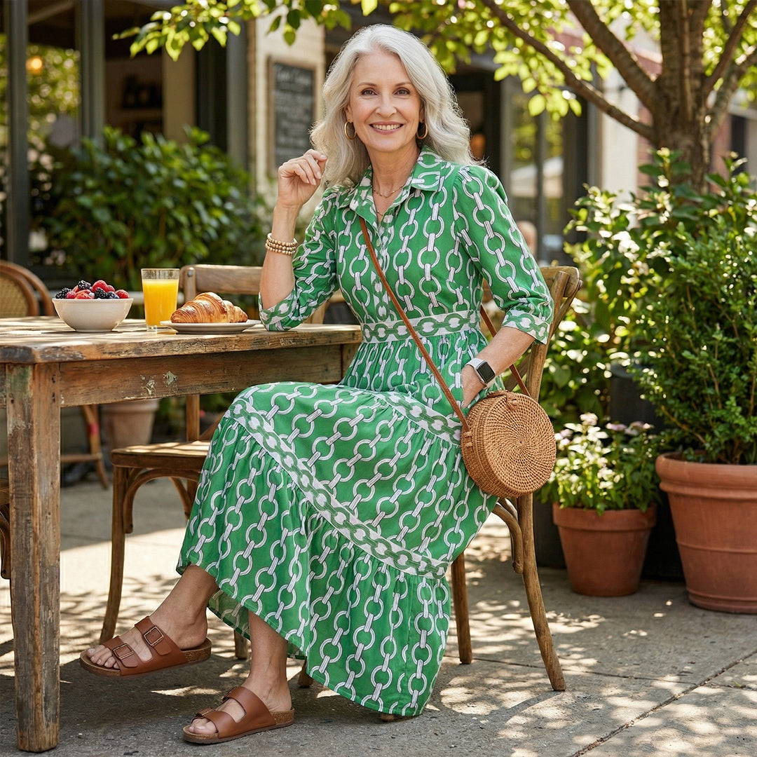Lapel Printed Dress