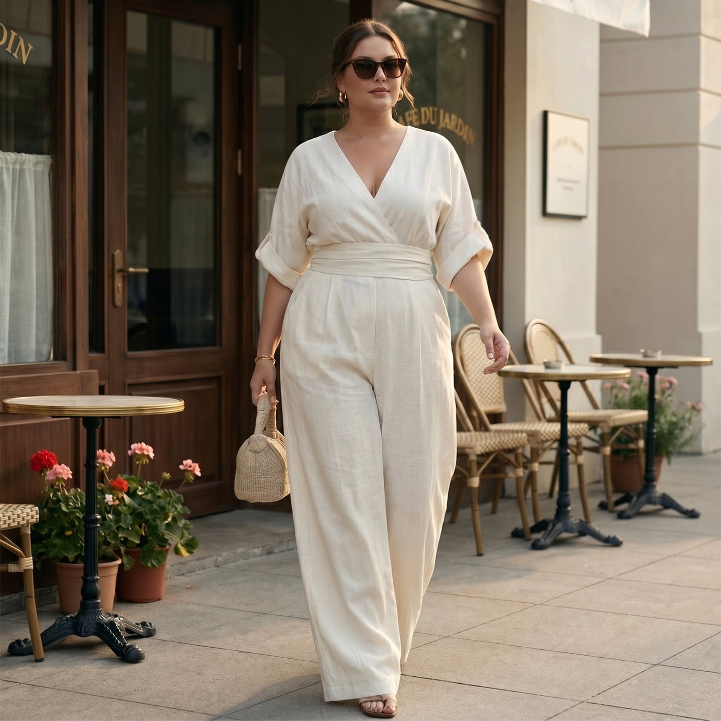 V Neck High Waist One Piece Outfit for Casual Summer Wear