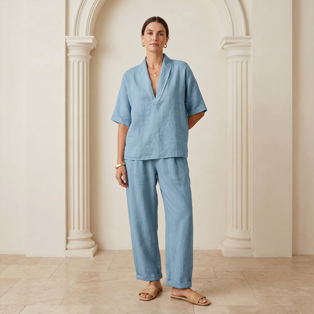 Casual Cozy Minimalist Linen Two-piece Set
