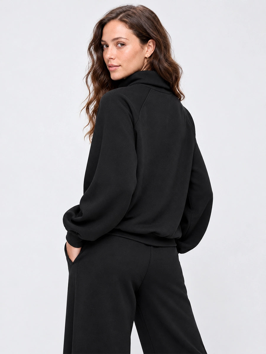 High-Neck Sweatshirt and Wide-Leg Pants Set for Casual Layering