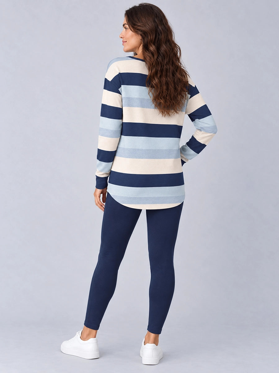 Women's Colorblock Long-Sleeve Top and Leggings Set