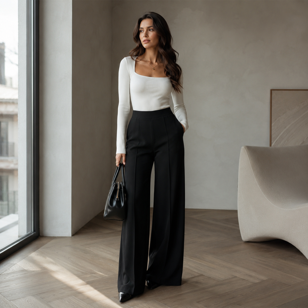 High Waist Straight Leg Casual Dress Pants