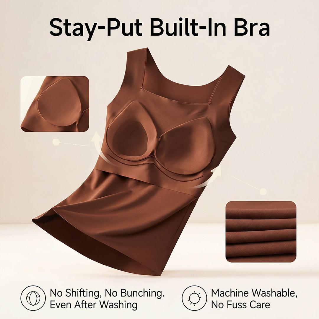 Women's U Neck Thermal Tank Tops with Built-In Bra