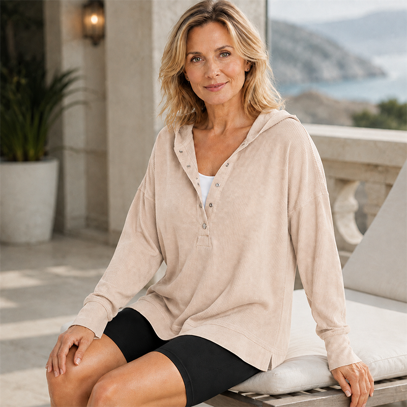 Women’s Flocked Long-Sleeve Hooded Sweatshirt