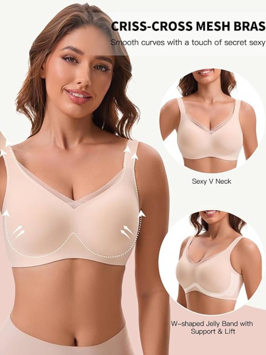 Women's Seamless Lace-Edge Wireless Bra for Everyday Comfort