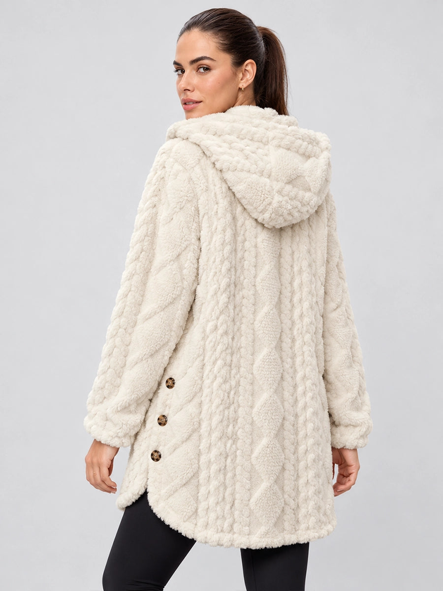 Sherpa-Style Hooded Button Jacket