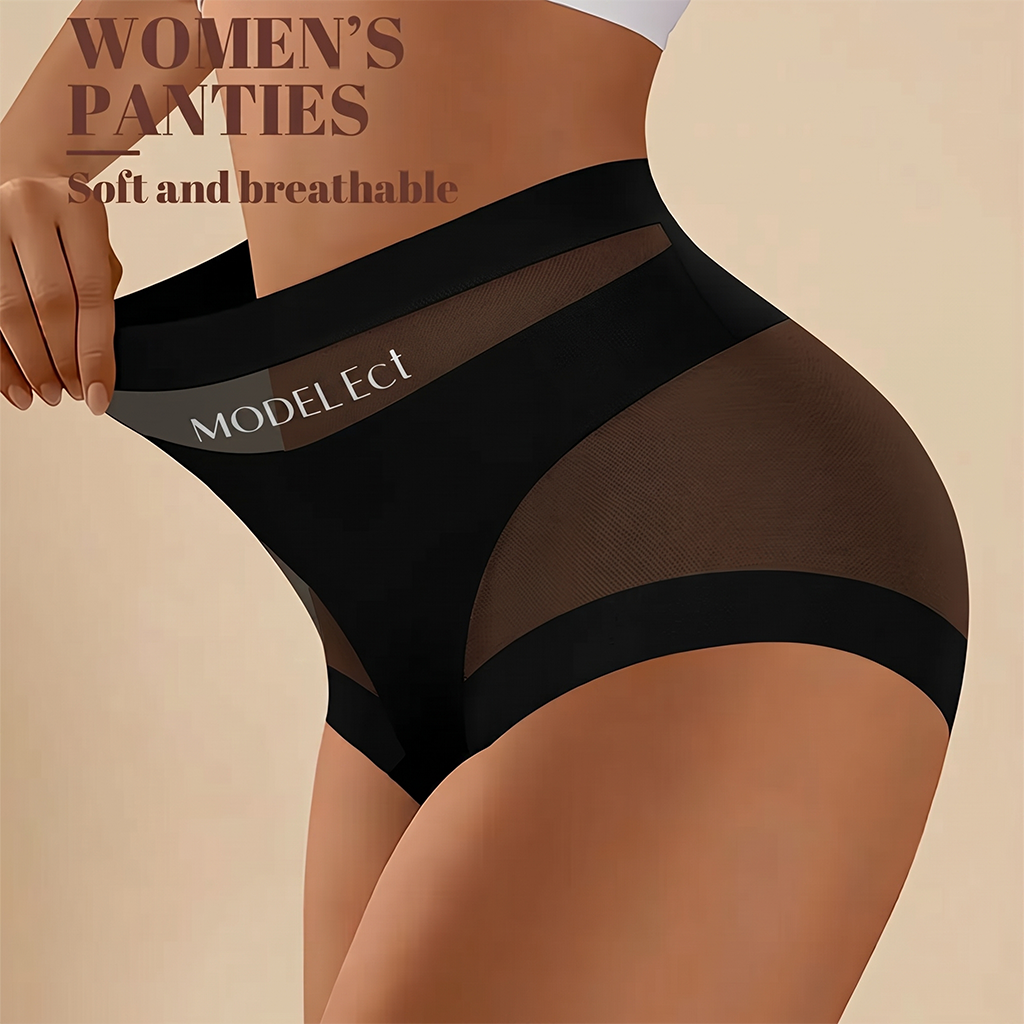 2 Pcak Chic Mesh Patchwork High-Waist Panties