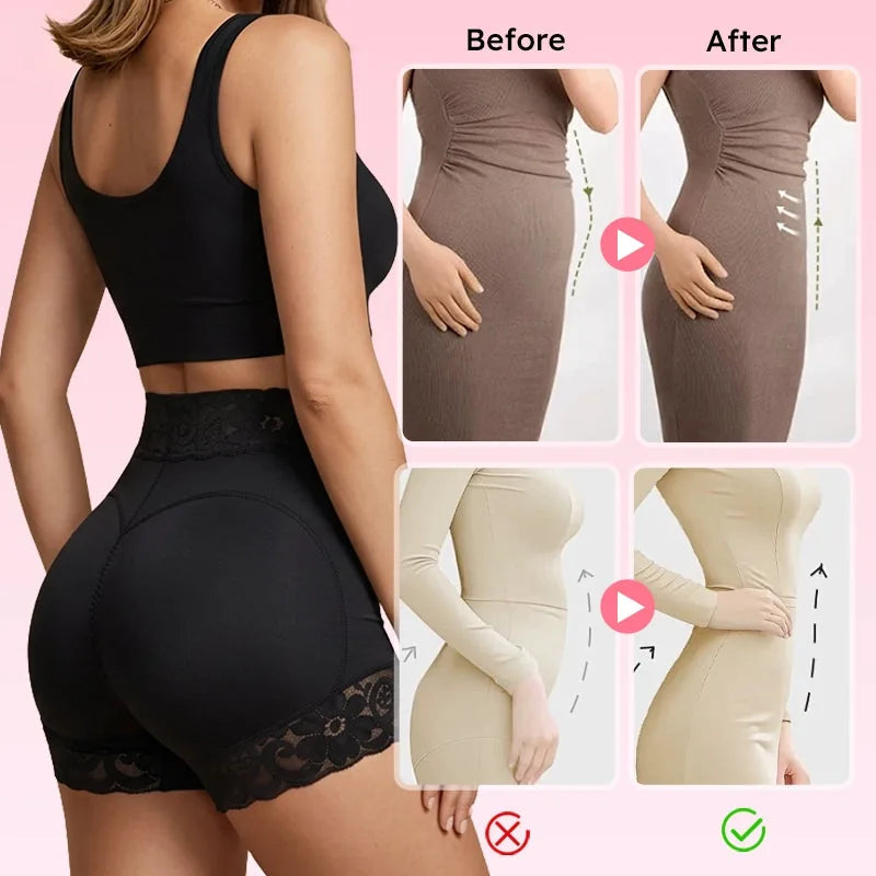 High-Waist Lace Butt-Lift Shapewear Shorts