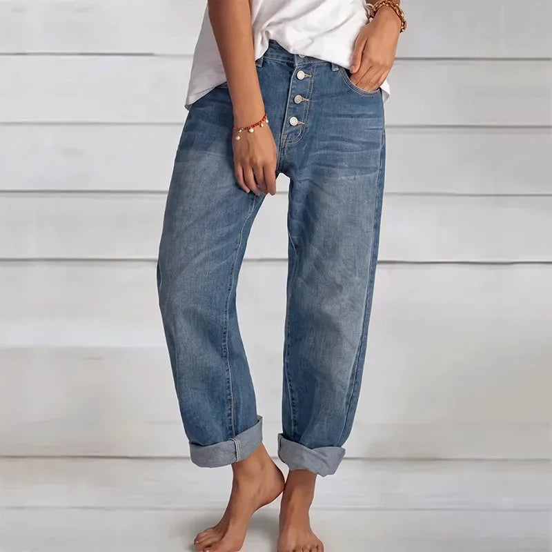 Women’s High-Waist Button-Fly Wide-Leg Jeans