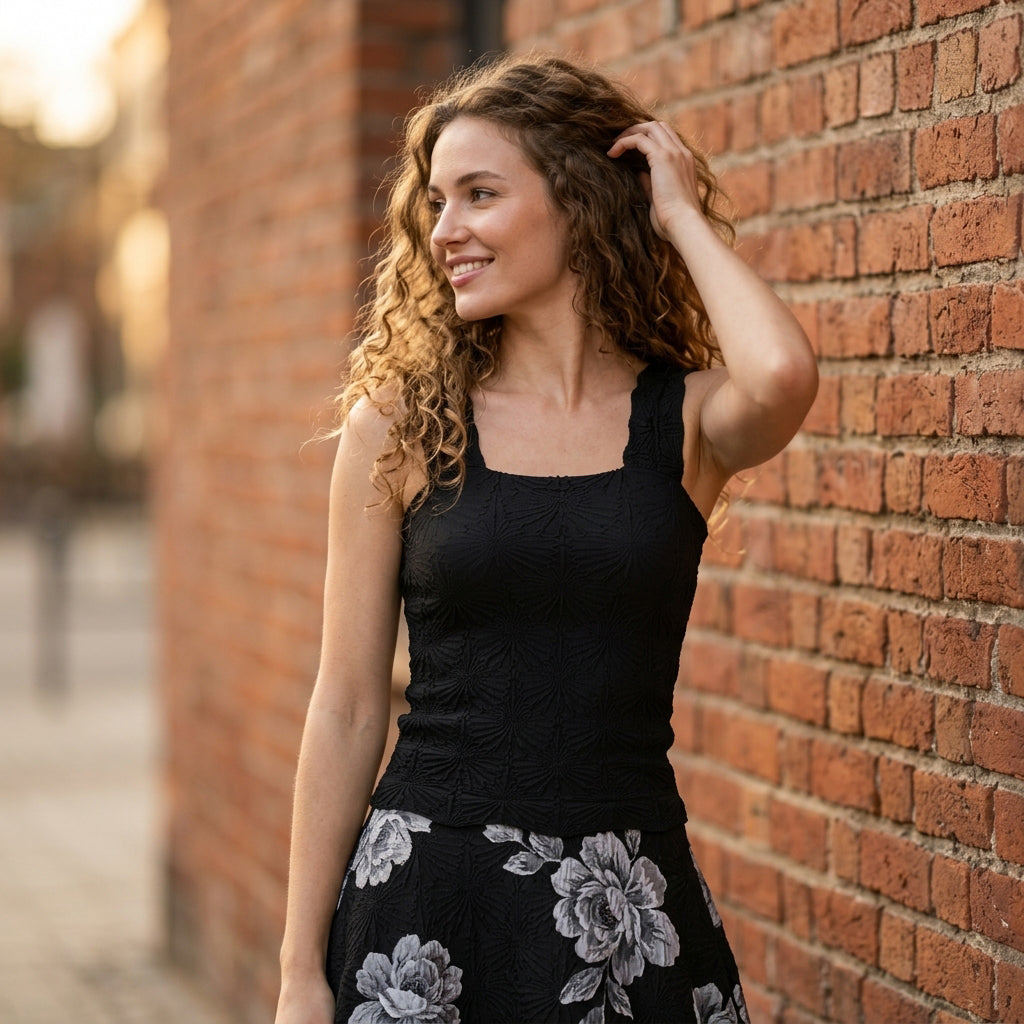 Square Neck Jacquard Tank Top 2 Pack