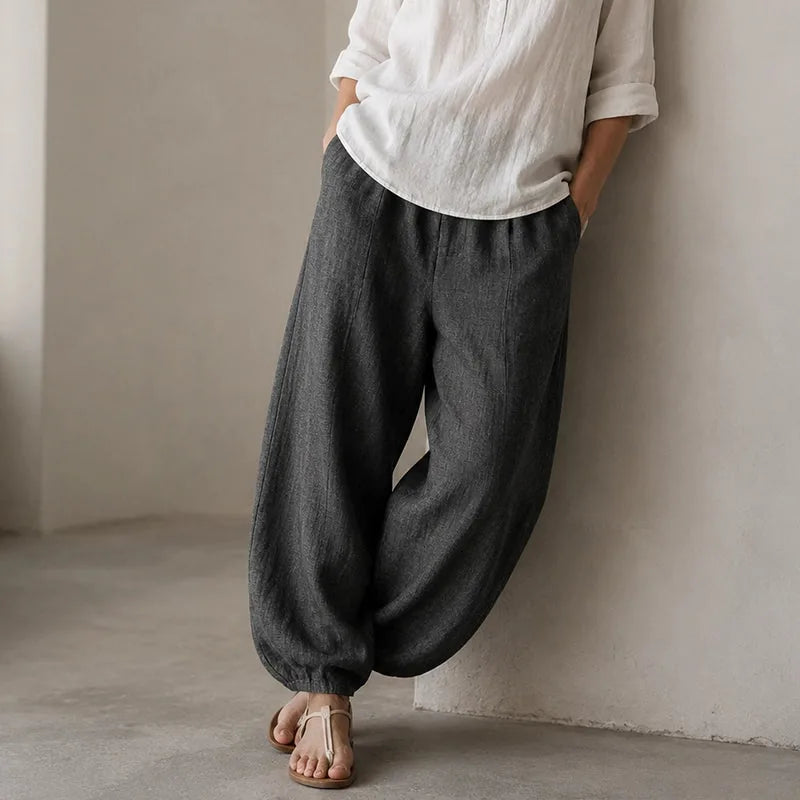 Women’s Gray High-Waist Wide-Leg Pants