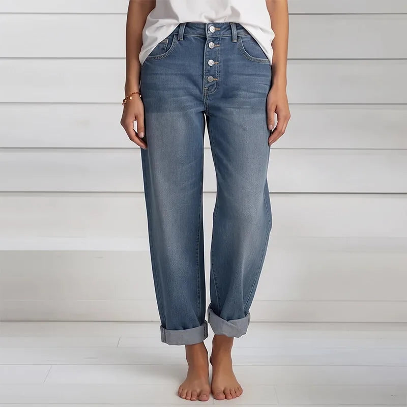 Women’s High-Waist Button-Fly Wide-Leg Jeans