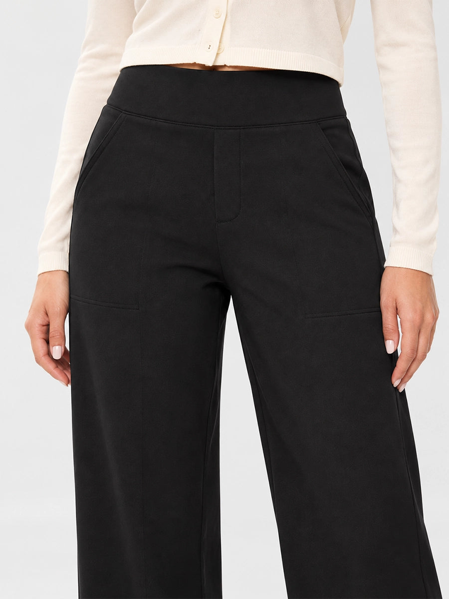 Fleece-Lined High-Waist Straight-Leg Pants for Chilly Days
