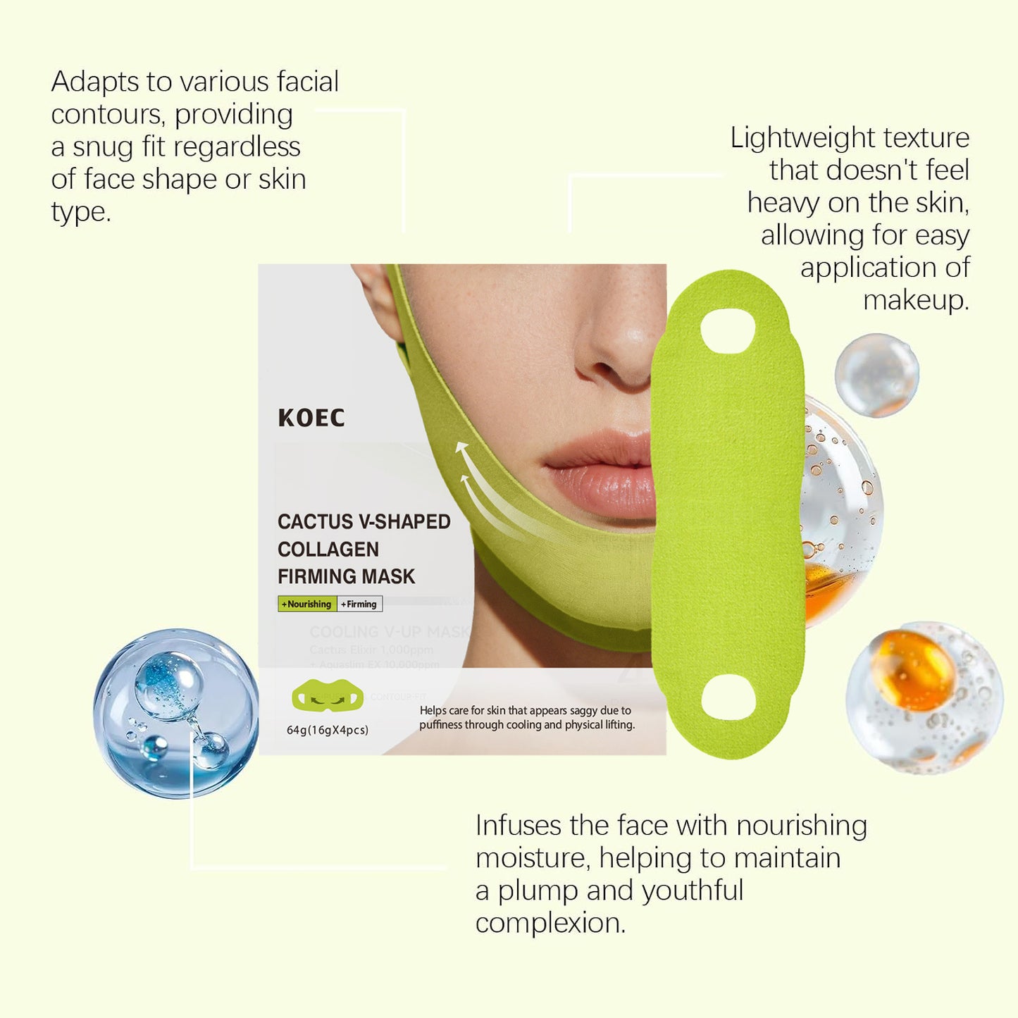 KOEC Cactus V-Shaped Collagen Firming Mask 2 Pack